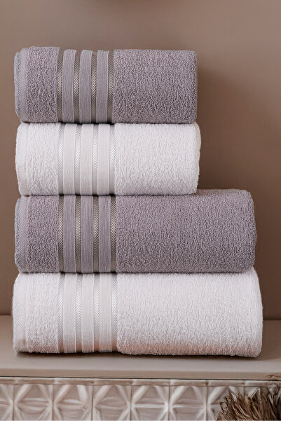 Miss Paris Home 4-Piece Luna Bath and Hair Towel Set - Turkish Bath Set |   Soft, Quick-Drying and Durable