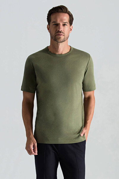 Hemington Supima Pamuk Bisiklet Yaka Haki T-Shirt