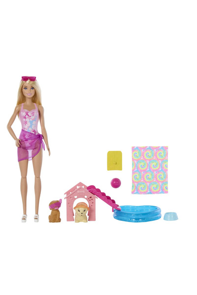Barbie Color Change Puppy Pool Party Playset