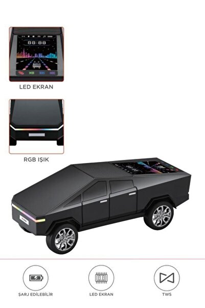 Başkenttekno D68 CyberTruck Araba Tasarımlı Led Ekranli Radyolu Bluetooth Hop...