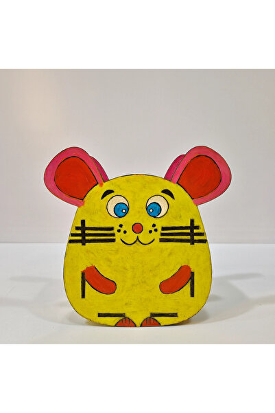 toptanetkinlikboyama Комплект за рисуване с дървена мишка за моливник | Образователна и забавна дейност за рисуване за деца | Дейност с MDF