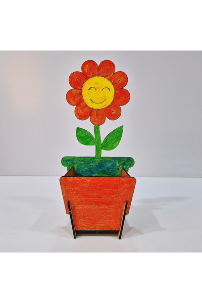 toptanetkinlikboyama Pen Holder Flower Pot Wooden Painting Set |   Fun and Making a Daisy Pen Holder for Children |   Mdf Hobbies and