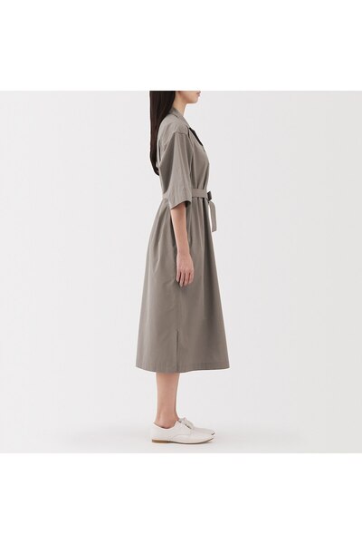 Muji Quick Dry Broadcloth 3/4 Sleeve Dress