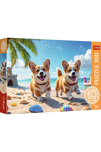 Trefl Puzzle 100 catel corgi, copii varsta 5 ani pana la 9 ani