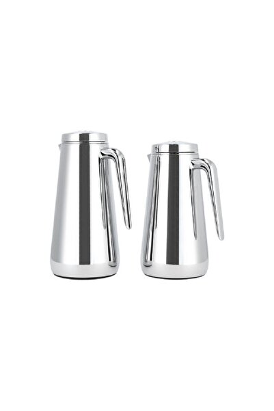Dallaty Set of 2 chrome steel vacuum flask 1.0L and 1..3L