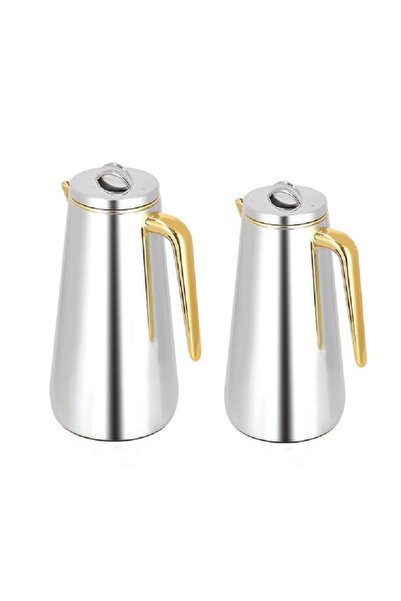 Dallaty Eve set of 2 steel vacuum flask chrome & gold