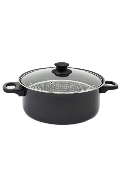 rosberg R51213A Tigaie cu coș, 24 cm, 4 litri, Negru