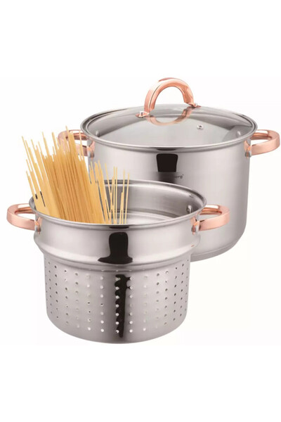 Klausberg Oală pentru spaghete KB 7739, 24 cm, 7 l, 3 părți, Inducție, Argint...