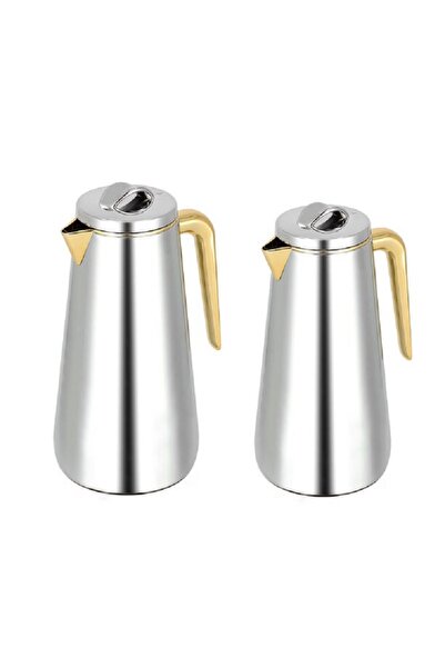 Dallaty Eve set of 2 steel vacuum flask chrome & gold