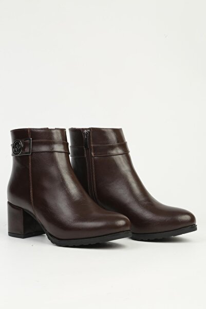 Pierre Cardin Καφέ γυαλιστερές μπότες με μισό φερμουάρ PC-55114