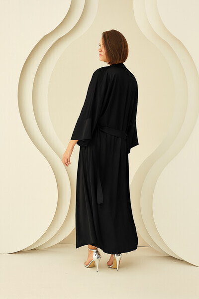 NBB Black Long Satin Dressing Gown