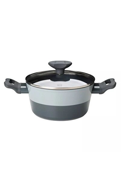 Tasty Oală cu capac de sticlă 678536, 20 cm, 2,5 l, Inducție, Aluminiu, Înveliș antiaderent, Gri