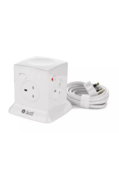 Alfanar برج تمديد الطاقة، 13 أمبير، 4 مقابس، 2.5 متر، أبيض