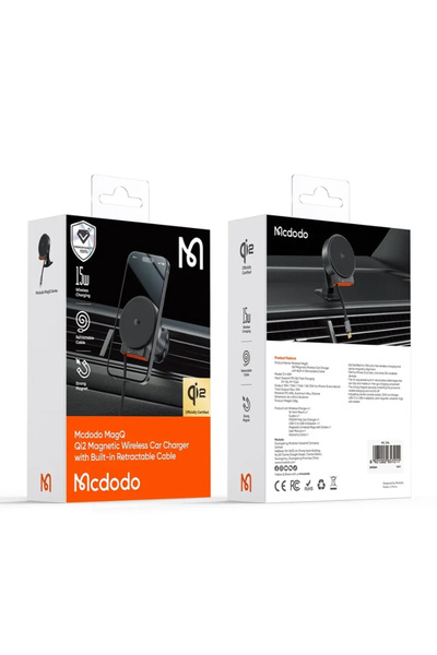 Mcdodo CH-0090 15W MagQ Qi2 Kablosuz Geri Çekilebilir Araç Şarj Cihazı ve Telefon Tutacağı