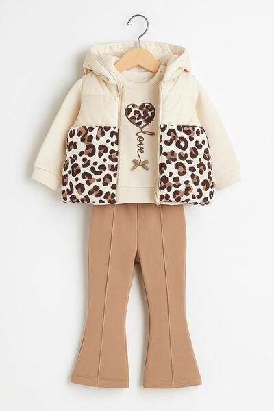 RAPAPA Kız Bebek 3’lü Takım – Sweatshirt, Yelek ve Pantolon 05213 V