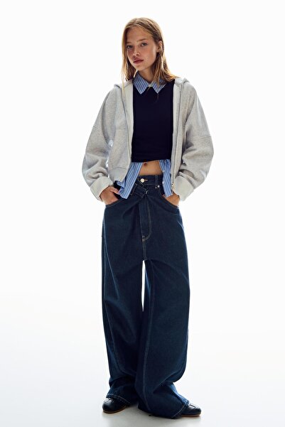Bershka Çapraz bel geniş paça jean