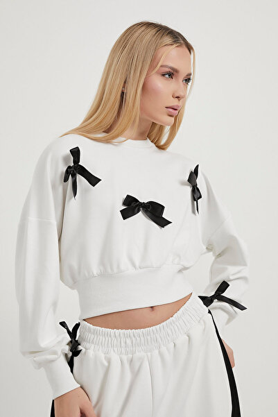 Arma Life Γυναικείο Crop Sweat & Φούτερ Φούτερ με φιόγκο Σετ δύο τεμαχίων