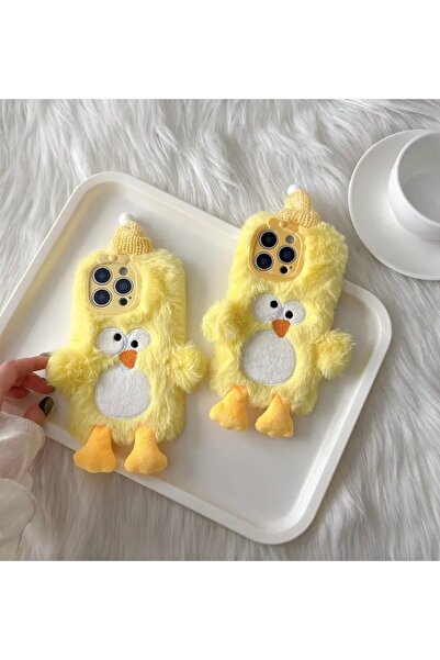 Paw Butik Peluş Civciv Tasarımlı Telefon Kılıfı – Sadece iPhone 13 Pro Max Uyumlu