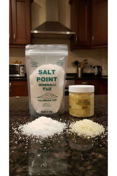 Salt Point Doğal 84 Mineralli İkili Set 3 kg Salamura Tuz + 500 g Sedirli Ban...