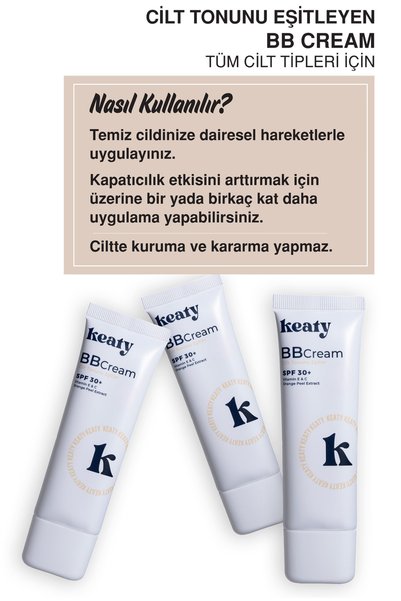 KEATY Bb Cream Spf 30+ Light |   High Coverage, Anti-Blemish and Brightening Effect |   50ml