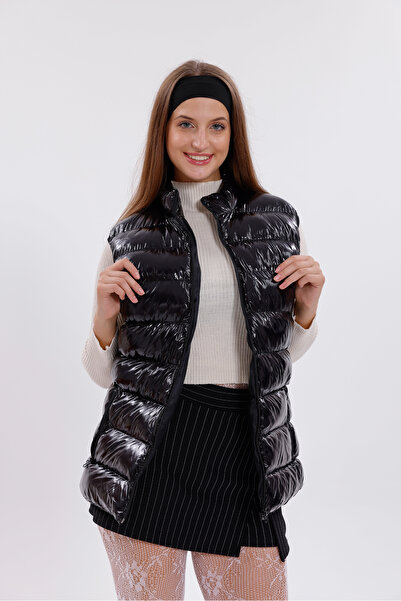 Montland Жіночий чорний блискучий надувний жилет