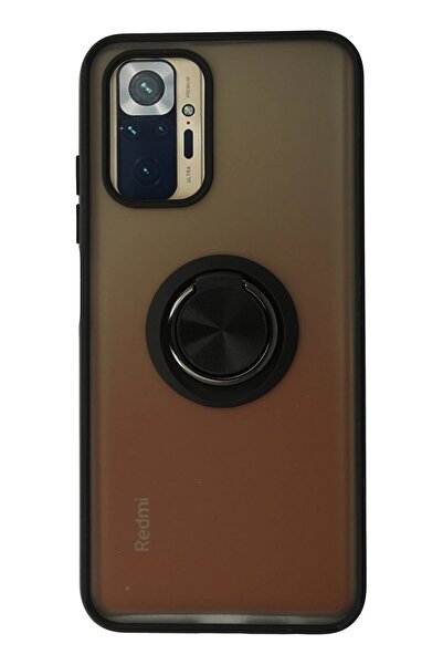 Khayra غطاء حماية سيليكون لهاتف Xiaomi Redmi Note 10 مع حلقة مونتريال - أسود-(5796) - ESZAOC7769-2206