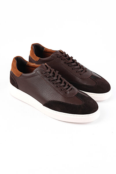 Rodrigo Erkek Sneakers %100 İç Dış Hakiki Deri Bağcıklı Kahverengi Ayakkabı