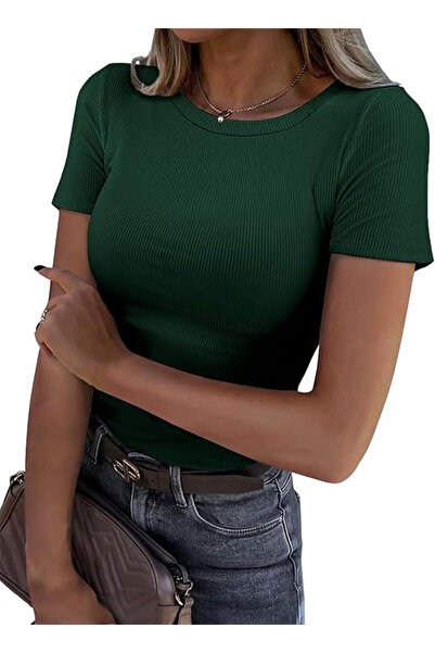 OEM Tricou de vară cu dungi, croială slim, guler rotund, mâneci scurte, elast...