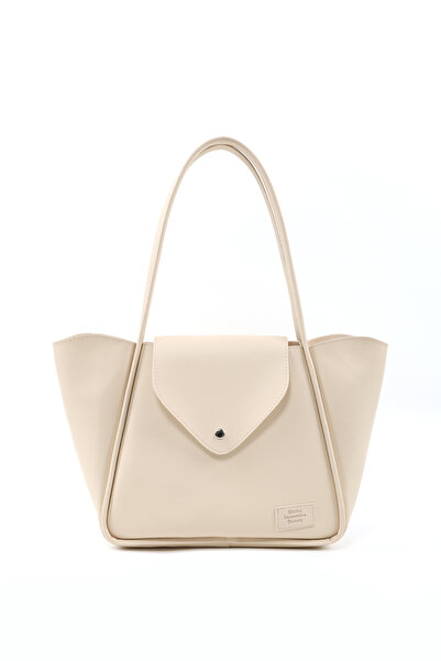 SHAKA SHK249 Крем синтетична кожа, едно отделение с копче, голяма чанта за ръ...