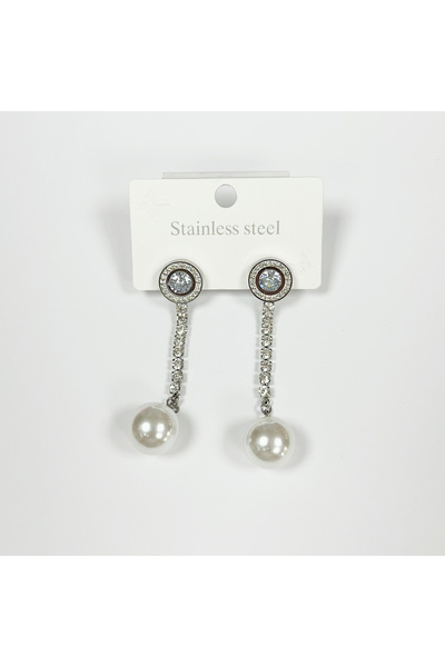 Perissy Silver-tone dangle earrings with steel and rhinestone accents