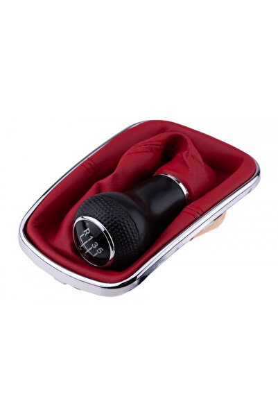 NTY Manetă schimbător de viteze cu manșon roșu pentru VW Golf 4 și Bora - 5 t...