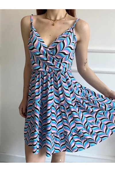 Bak Moda Многоцветна рокля с шлейф и презрамки