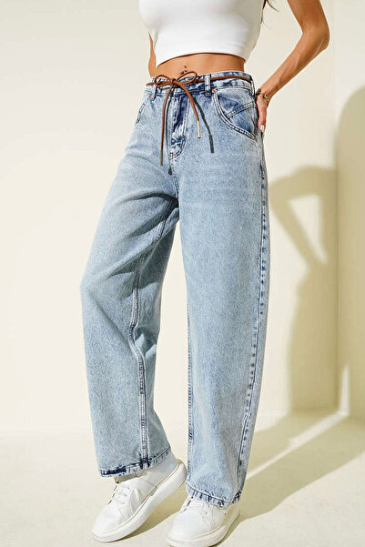 DPARİS Pantaloni de blugi din denim cu talie înaltă