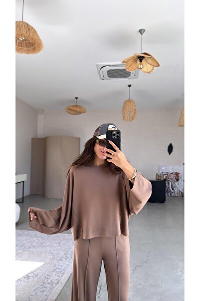 Buket Teke Set modal cu detaliu de cusătură maro deschis