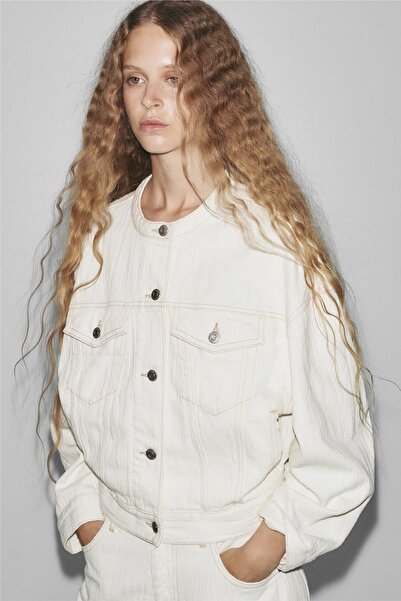 Pull & Bear White textured denim jacket