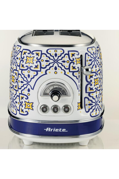 ARIETE Bread toaster Capri 0155/0C, 810W, 2 slices, 3 settings, 6 levels, Removable tray, White/Blue