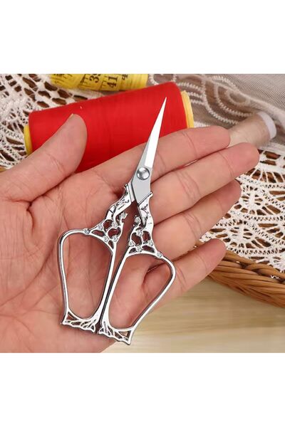 iğne izi Promise Engagement Scissors, Ribbon Opening Special Day Ceremony Sewing Embroidery Scissors Silver