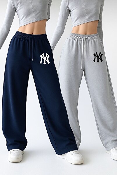 Le Vion KADIN İKİ ADET BAGGY NY BASKILI BOL EŞOFMAN ALTI