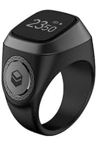 iqibla - خاتم تسبيح ذكي ذكر1 لايت - أسود رمادي - 20 مم