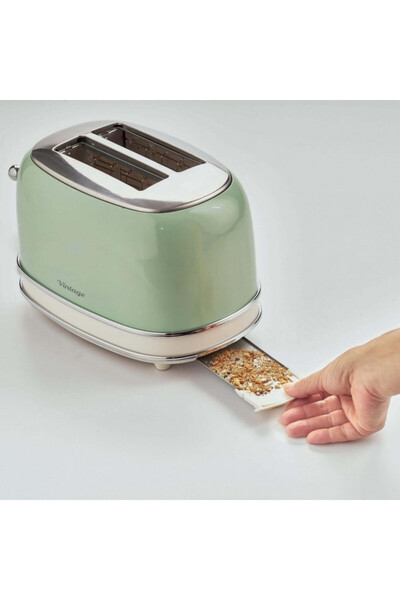 ARIETE Bread toaster VINTAGE 0155/04, 810W, 2 slices, 3 functions, 6 levels, Removable tray, Green