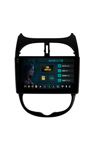 HUB64 Navigatie 2K Peugeot 206 (1998-2012), 8GB RAM, Android 13, Octacore, Sl...