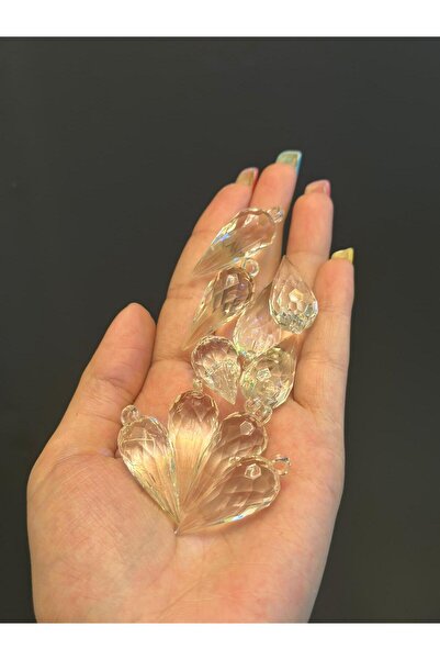 Gönülden Tasarım 10 ADET KRİSTAL GÖRÜNÜMLÜ PLASTİK DELİKLİ TAKI BONCUK SET 3X...