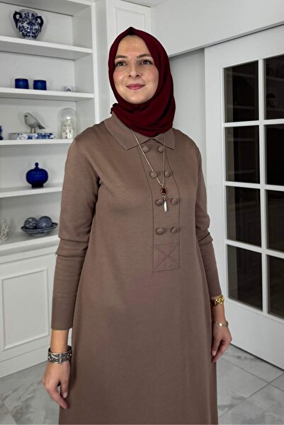 Rabia Şamlı Laçin Knitwear Dress Milky Coffee