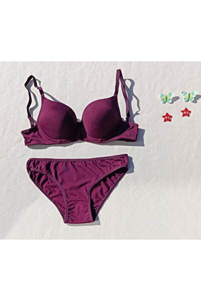 siyalife Hollow Covered Underwire Unpadded Bra and Panty Underwear Set (Hollow)