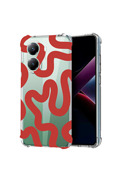 bestcase Αντικραδασμική θήκη πίσω μέρους για Poco X7 Pro 5G, Κόκκινη αφηρημέν...