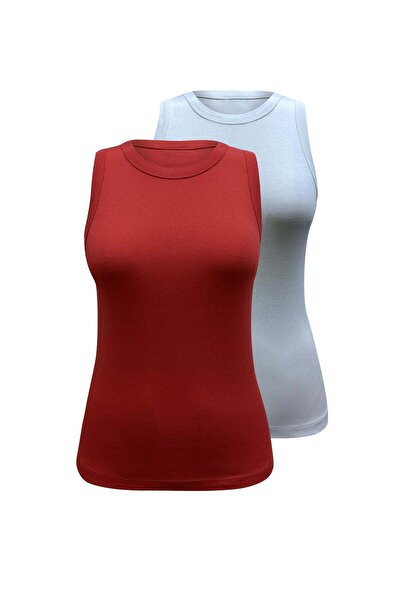 WESTMARK LONDON 2-Pack White Red Crew Neck Cotton Short Sleeve Women's T-Shirt Charlotte S/L Top