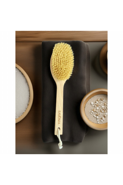 Savonia Perie de Masaj pentru Corp, Duș sau Saună – Fibre de Agavă, Lemn de Fag