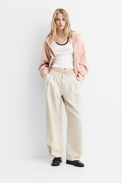 Pull & Bear Logo zip-up hoodie