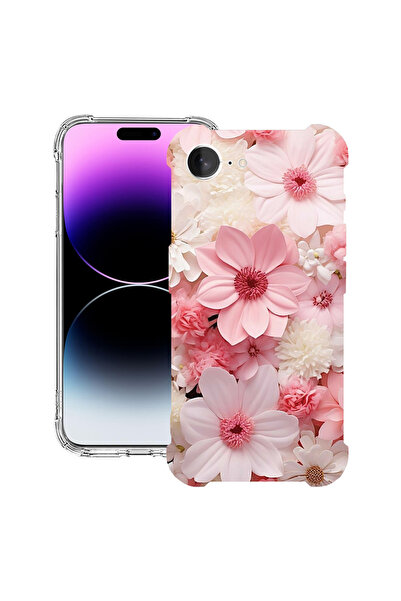 bestcase Carcasă spate antișoc pentru Apple iPhone 16e, margaretă roz și albă...