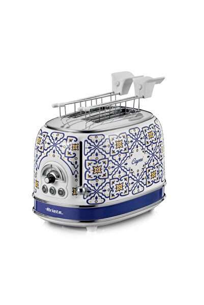 ARIETE Bread toaster Capri 0155/0C, 810W, 2 slices, 3 settings, 6 levels, Removable tray, White/Blue